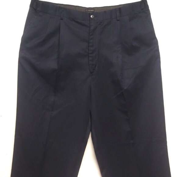 Bill Blass Pants Pleated Slacks Trousers 40x32 blue cuffed hems adjustable waist - Picture 3 of 9